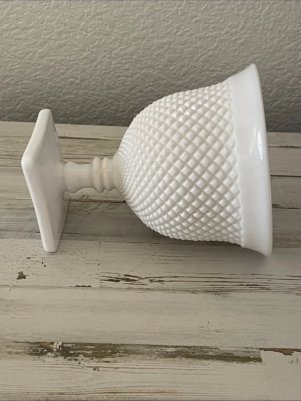 Vintage Westmoreland Style English Hobnail Milk Glass Pedestal Vase